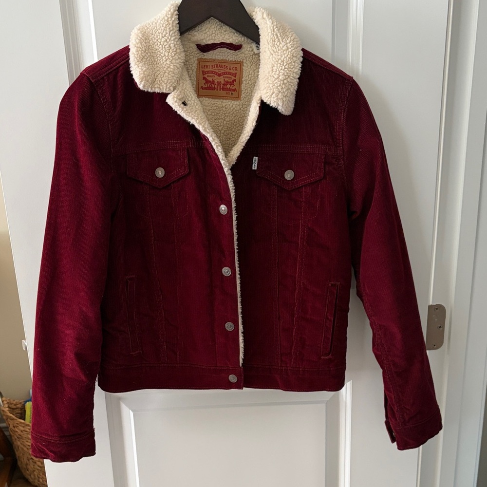 Levi's Burgundy Corduroy Jacket with Sherpa Lining
